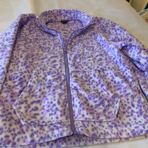 Eddie Bauer Girls Fleece Lavender Zip Up Leopard Jacket M 10-12 - Picture 5 of 8